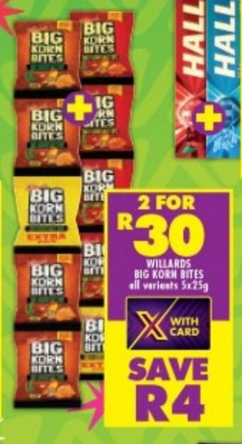 Shoprite WILLARDS BIG KORN BITES all variants 5x25g offer