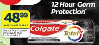 Pick n Pay Colgate Total Assorted or Max White 75ml Toothpaste Each offer