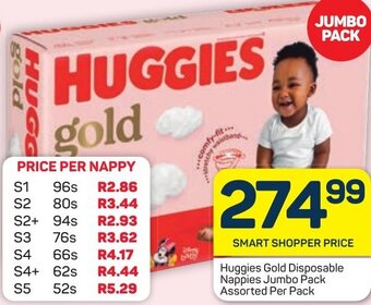 Pick n Pay Huggies Gold Disposable Nappies Jumbo Pack Assorted Per Pack offer