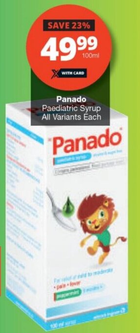 Panado Paediatric Syrup All Variants Each