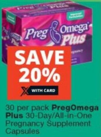 Checkers 30 per pack PregOmega Plus 30-Day/All-in-One Pregnancy Supplement Capsules offer