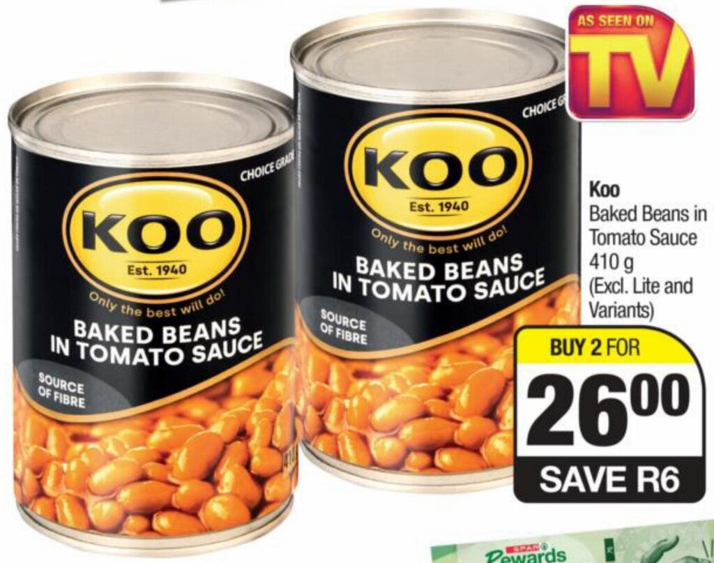 Koo Baked Beans in Tomato Sauce 410g offer at Spar