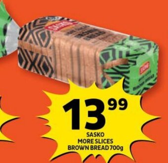 Shoprite SASKO MORE SLICES BROWN BREAD 700g offer