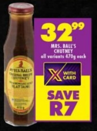 Shoprite MRS. BALL'S CHUTNEY all variants 470g each offer