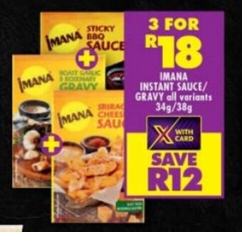 Shoprite IMANA INSTANT SAUCE/ GRAVY all variants 34g/38g offer