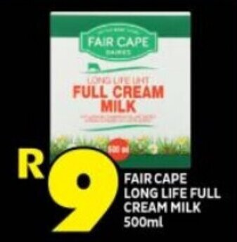 Shoprite FAIR CAPE LONG LIFE FULL CREAM MILK 500ml offer