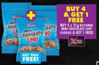 Shoprite BUY 4 x 21g Bisconni Mini Chocolate Chip Cookies & Get 1 Free! offer