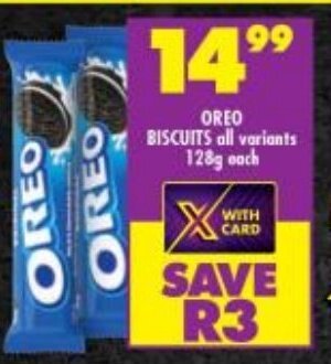 Shoprite OREO BISCUITS all variants 128g each offer