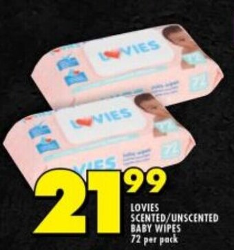Shoprite LOVIES SCENTED/UNSCENTED BABY WIPES 72 per pack offer
