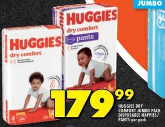 Shoprite HUGGIES DRY COMFORT JUMBO PACK DISPOSABLE NAPPIES/ PANTS per pack offer