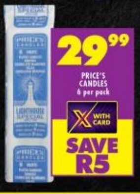 PRICE'S CANDLES 6 per pack
