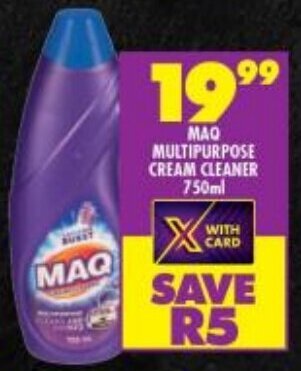 Shoprite MAQ MULTIPURPOSE CREAM CLEANER 750ml offer