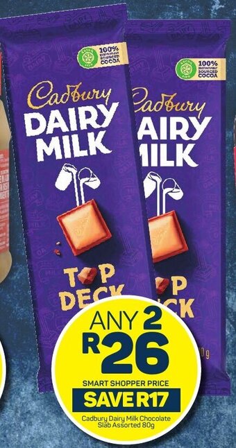 Pick n Pay Cadbury Dairy Milk Chocolate Slab Assorted 80g offer