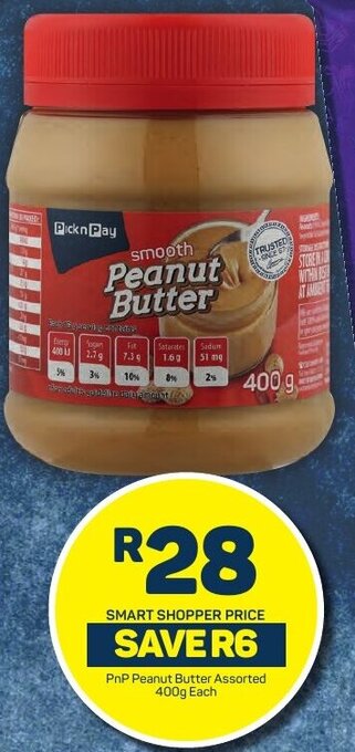 Pick n Pay PnP Peanut Butter Assorted 400g Each offer