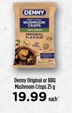 Food Lover's Market Denny Original or BBQ Mushroom Crisps 25 g offer