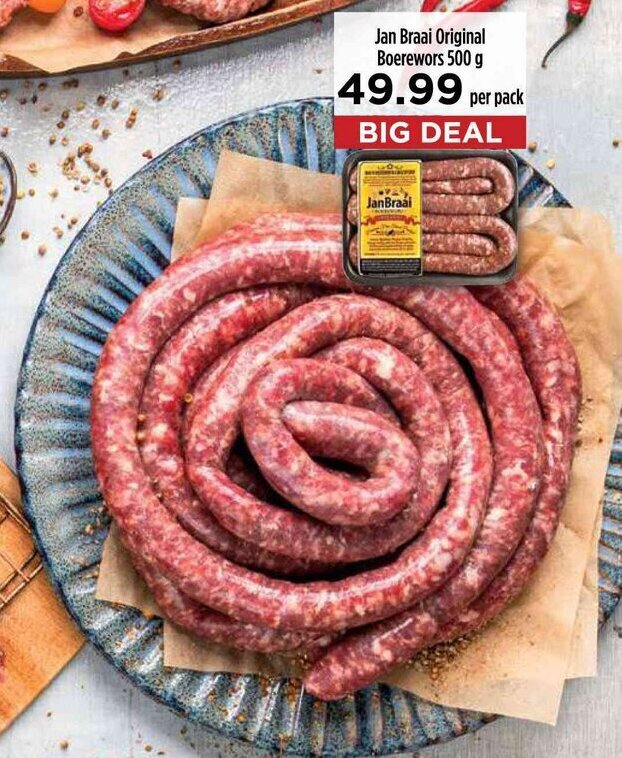 Jan Braai Original Boerewors 500 g offer at Food Lover's Market