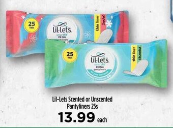 Food Lover's Market Lil-Lets Scented or Unscented Pantyliners 25s offer