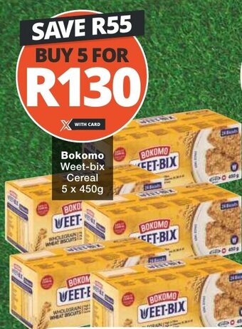 Checkers Bokomo Weet-bix Cereal 5x450g offer