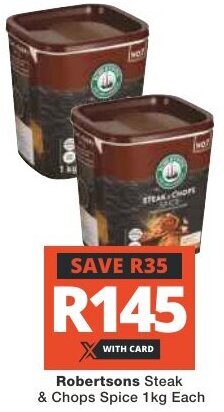 Checkers Robertsons Steak & Chops Spice 1kg Each offer