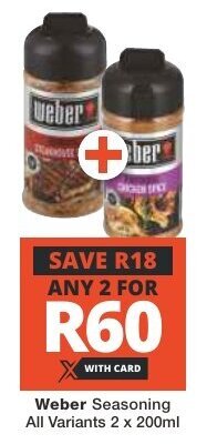 Checkers Weber Seasoning All Variants 2 x 200ml offer