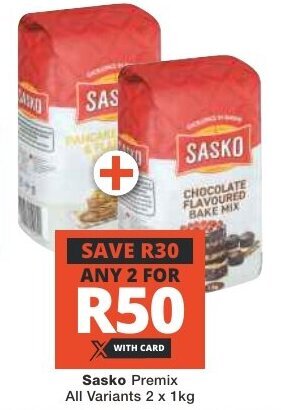 Checkers Sasko Premix All Variants 2 x 1kg offer