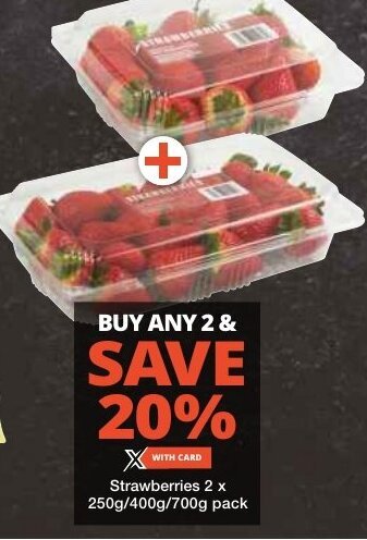 Checkers Strawberries 2 x 250g/400g/700g pack offer