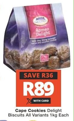 Checkers Cape Cookies Delight Biscuits All Variants 1kg Each offer
