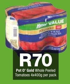 Checkers Pot O' Gold Whole Peeled Tomatoes 4x400g per pack offer