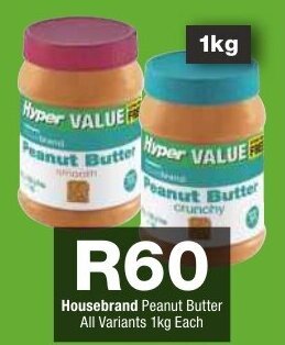Checkers Housebrand Peanut Butter All Variants 1kg Each offer