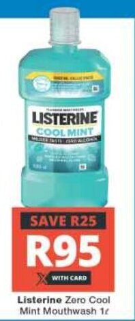 Checkers Listerine Zero Cool Mint Mouthwash 1L offer