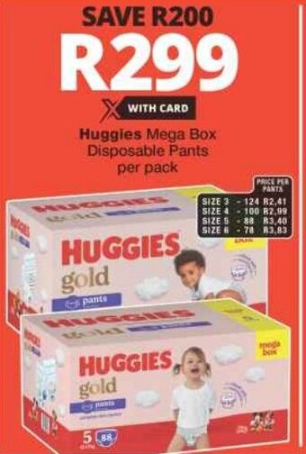 Checkers Huggies Mega Box Disposable Pants per pack offer