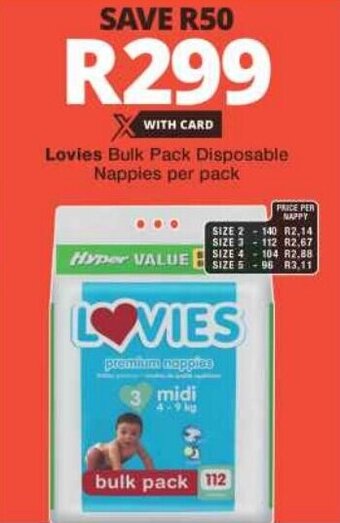 Lovies Bulk Pack Disposable Nappies per pack