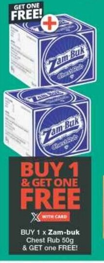 Checkers BUY 1 x Zam-buk Chest Rub 50g & GET one FREE! offer