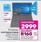 Game Proline 14(35cm) intel celeron laptop offer