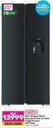 Game Defy 496l elegant black glass door side by side fridge freezer dff 456 offer