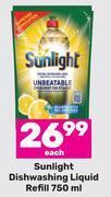 Game Sunlight dishwashing liquid refill-750ml each offer