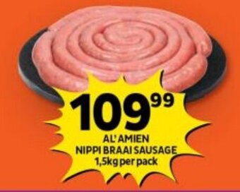 Shoprite AL'AMIEN NIPPI BRAAI SAUSAGE 1,5kg per pack offer