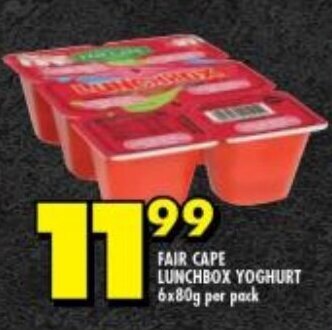 Shoprite FAIR CAPE LUNCHBOX YOGHURT 6x80g per pack offer