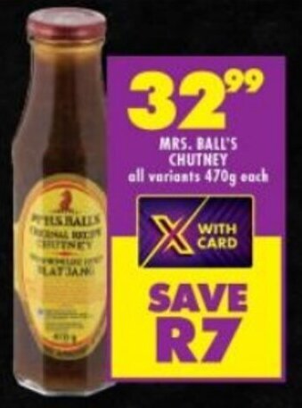 Shoprite MRS. BALL'S CHUTNEY all variants 470g each offer