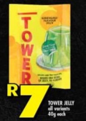 Shoprite TOWER JELLY all variants 40g each offer