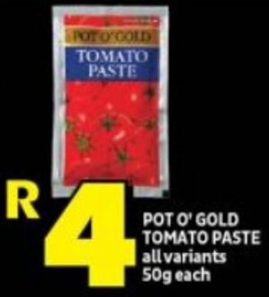 Shoprite POT O'GOLD TOMATO PASTE all variants 50g each offer