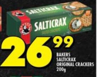 Shoprite BAKERS SALTICRAX ORIGINAL CRACKERS 200g offer
