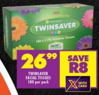 Shoprite TWINSAVER FACIAL TISSUES 180 per pack offer