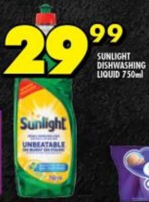 Shoprite SUNLIGHT DISHWASHING LIQUID 750ml offer