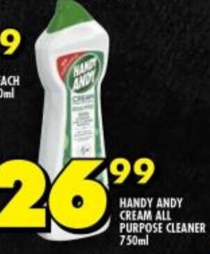 Shoprite HANDY ANDY CREAM ALL PURPOSE CLEANER 750ml offer