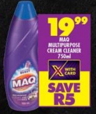 Shoprite MAQ MULTIPURPOSE CREAM CLEANER 750ml offer
