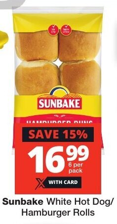 Checkers Sunbake White Hot Dog/ Hamburger Rolls offer