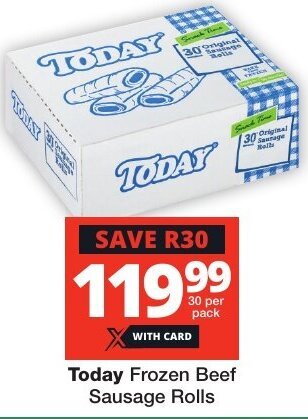 Checkers Today Frozen Beef Sausage Rolls offer