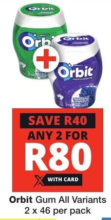 Orbit Gum All Variants 2 x 46 per pack