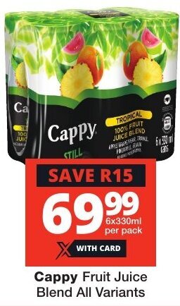 Checkers Cappy Fruit Juice Blend All Variants offer